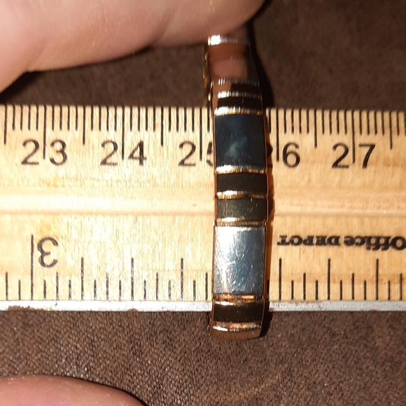 Vintage two tone stretch bracelet, art deco style metal - Picture 10 of 10